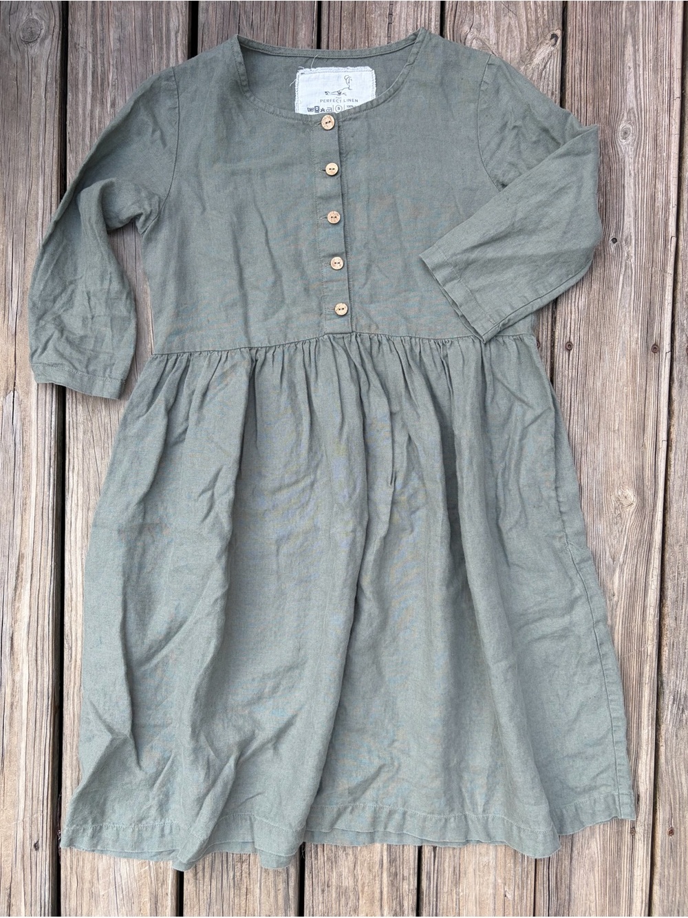 notPERFECTLINEN Forest Green Linen Mama Midi Dress